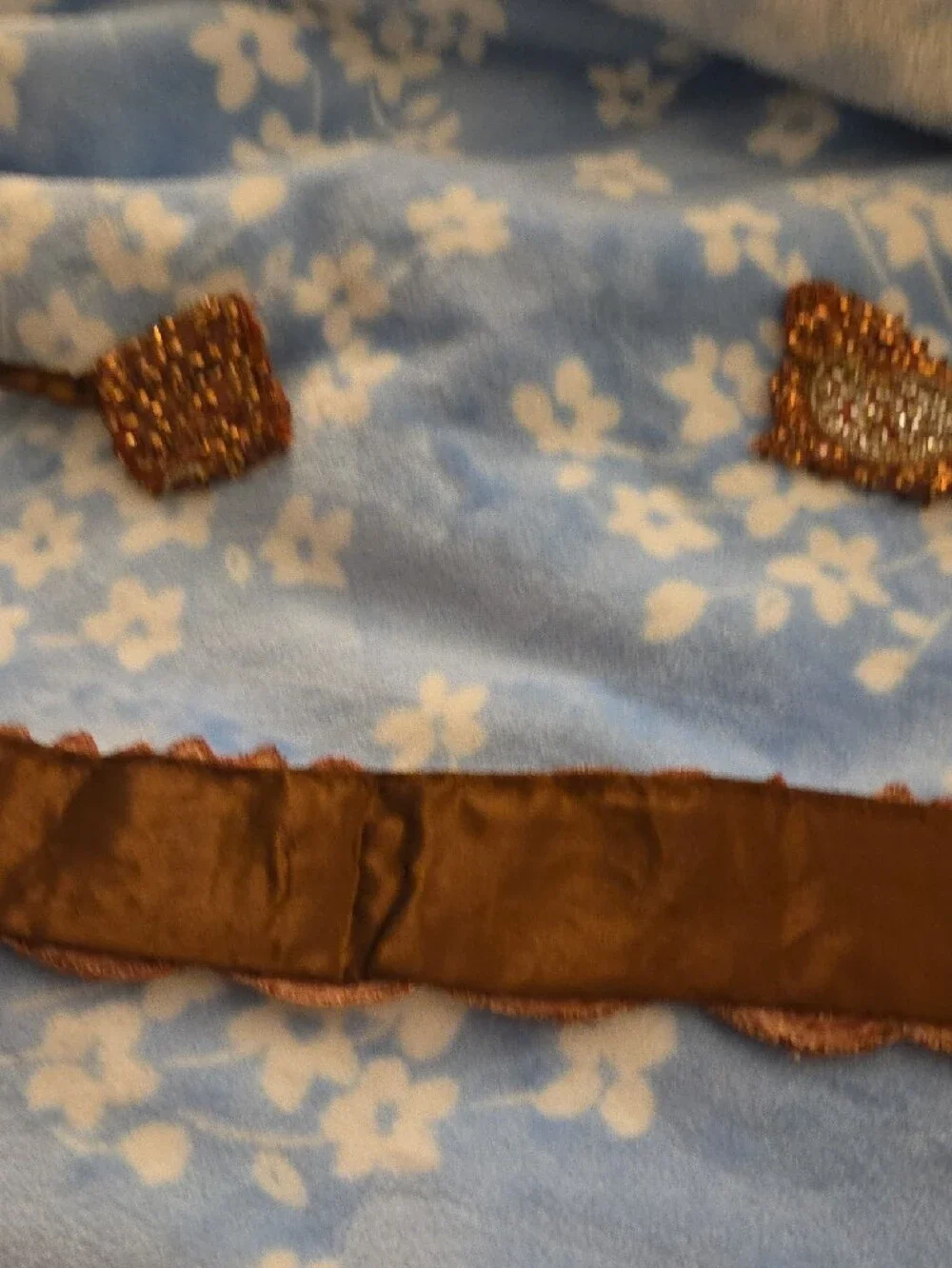 Embellished Bronze Sequin Belt with Tie Closure